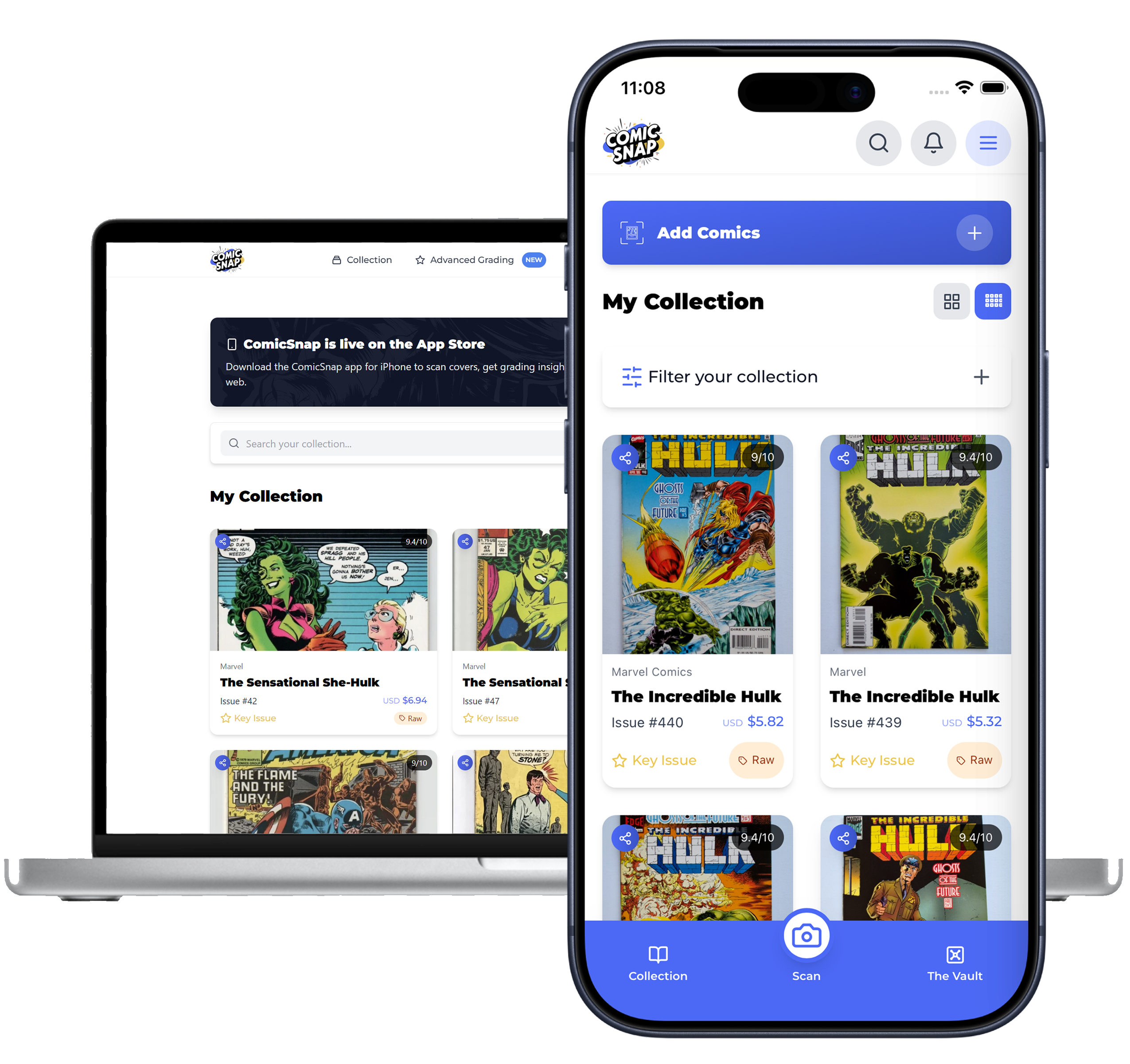 Comic inventory app sync between iPhone and web dashboard